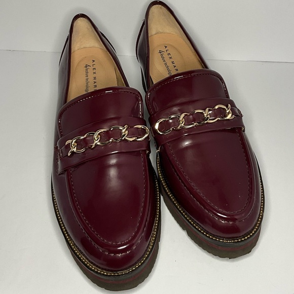 Alex Marie • "Grensley" Patent Chain Detail Platform Loafers (cherry woo… - Picture 7 of 11